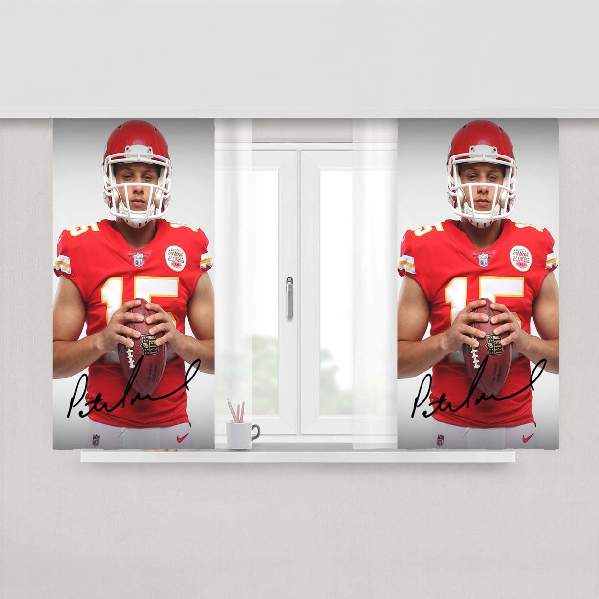 Patrick Mahomes Kansas City Chiefs Peach Skin Window Curtains