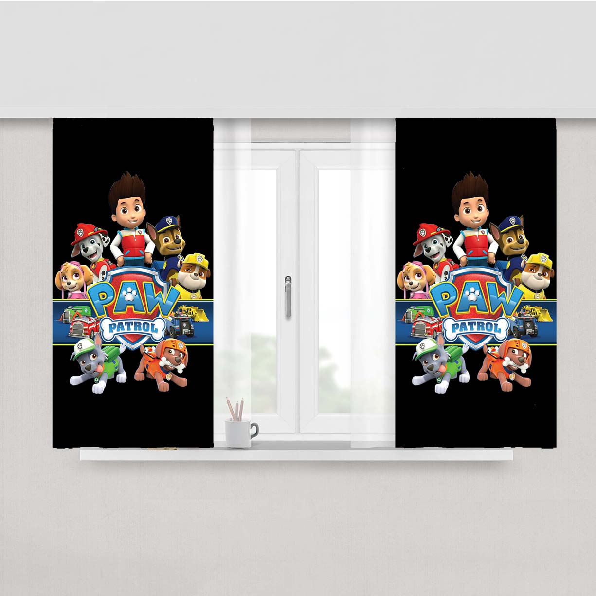Paw Patrol Poster Black Wallpapers Peach Skin Window Curtains