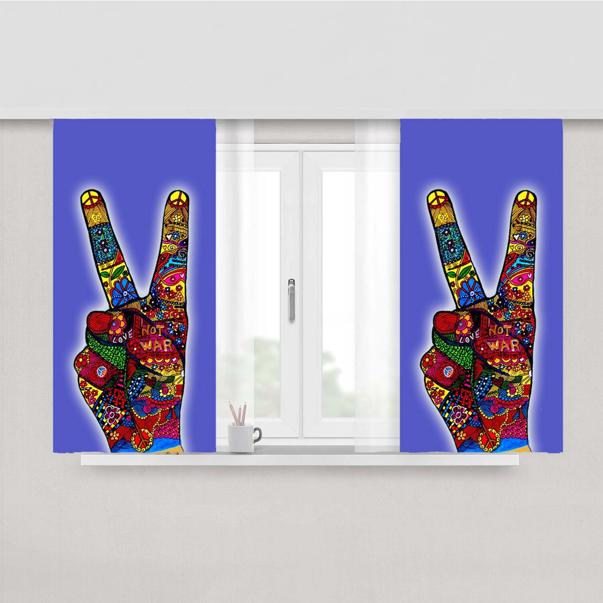 Peace No War Obey Peach Skin Window Curtains