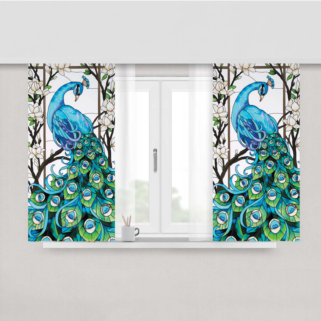 Peacock Tiffany Peach Skin Window Curtains