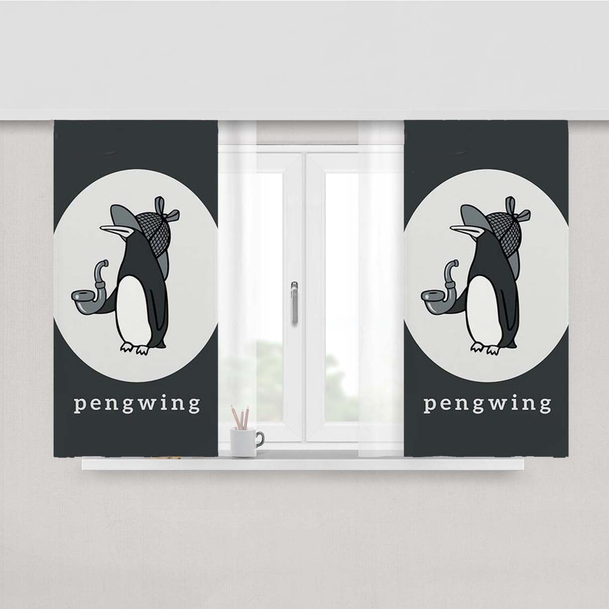 Pengwing Peach Skin Window Curtains