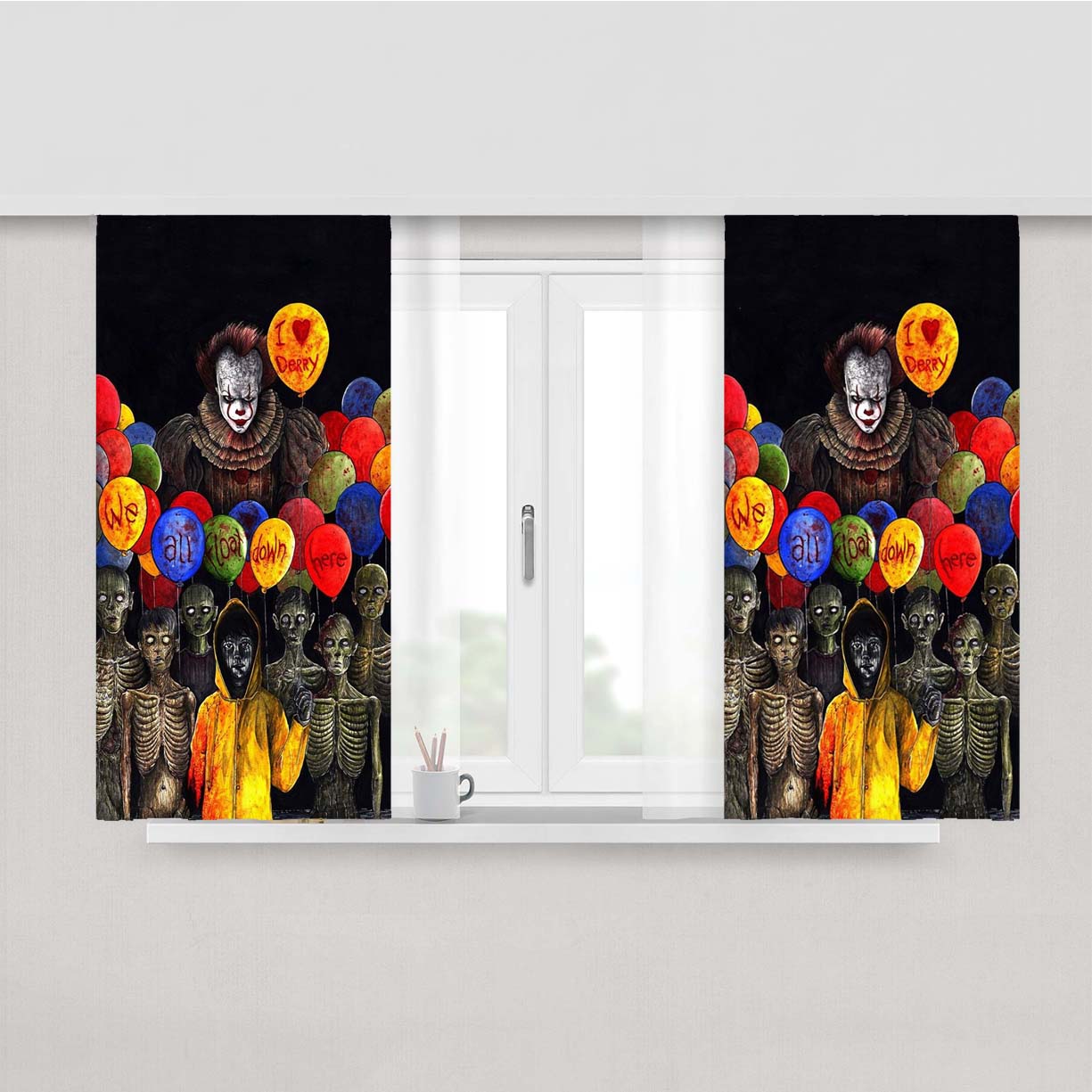 Pennywise Clown And Children Peach Skin Window Curtains