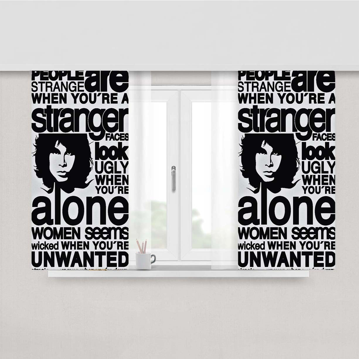 People Are Strange Quote Peach Skin Window Curtains