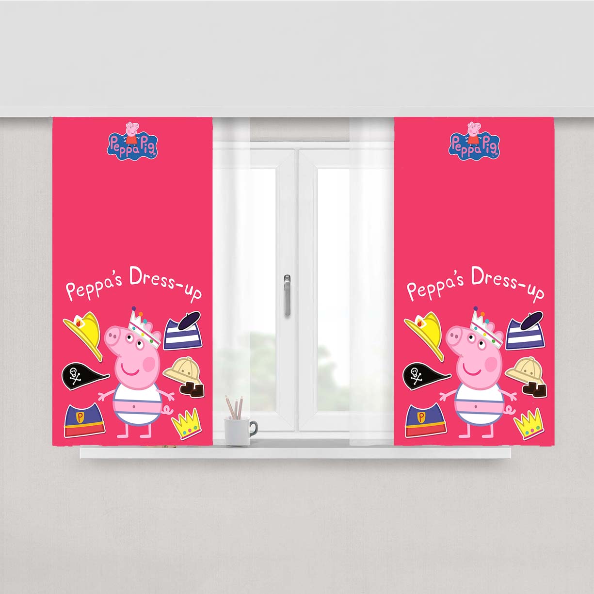 Peppa Pig Dress Up Sticker Peach Skin Window Curtains
