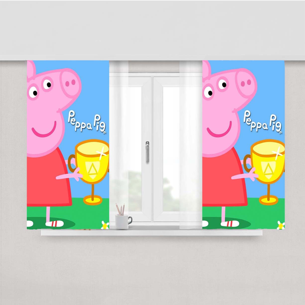 Peppa Pig Drinks Peach Skin Window Curtains
