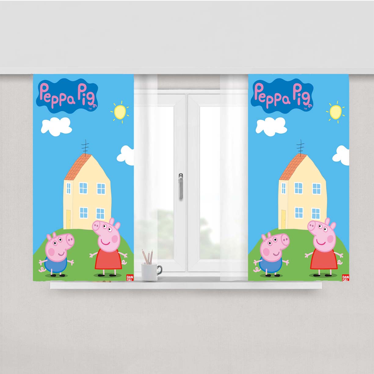 Peppa Pig Houses Peach Skin Window Curtains
