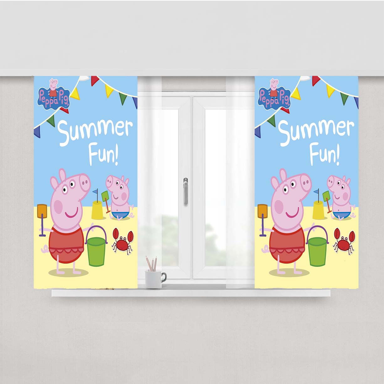 Peppa Pig Summer Fun Wallpapers Peach Skin Window Curtains