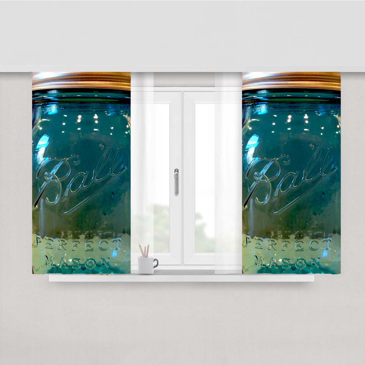 Perfect Mason Jar Peach Skin Window Curtains