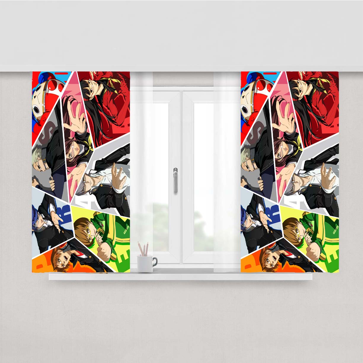Persona 4 Characters Peach Skin Window Curtains