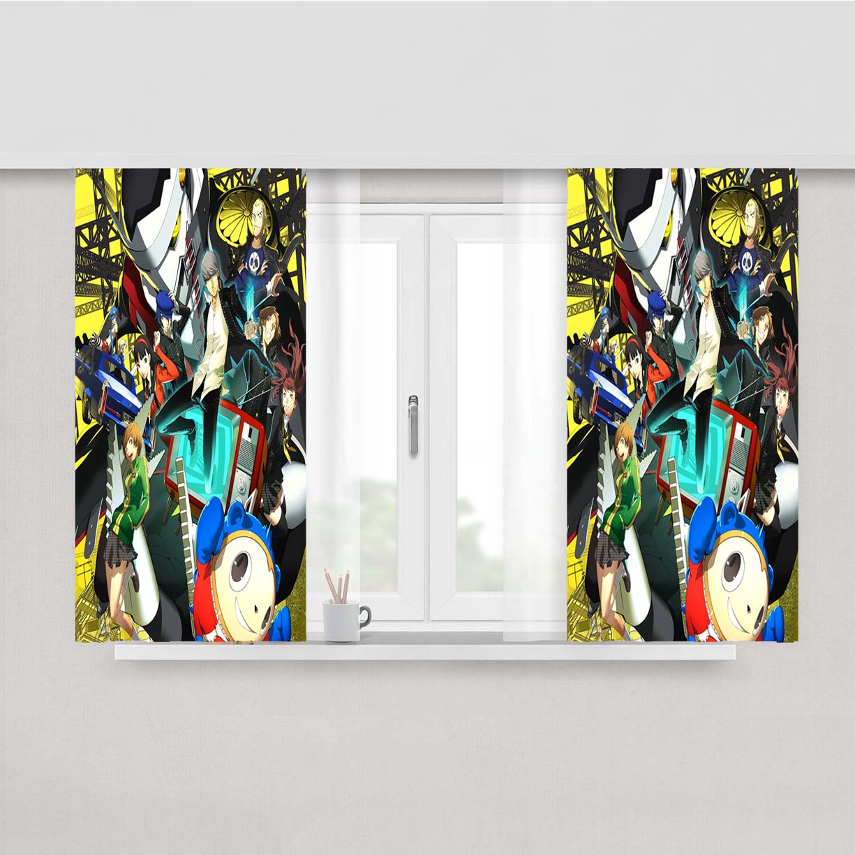 Persona 4 Golden Characters Wallpaper Peach Skin Window Curtains