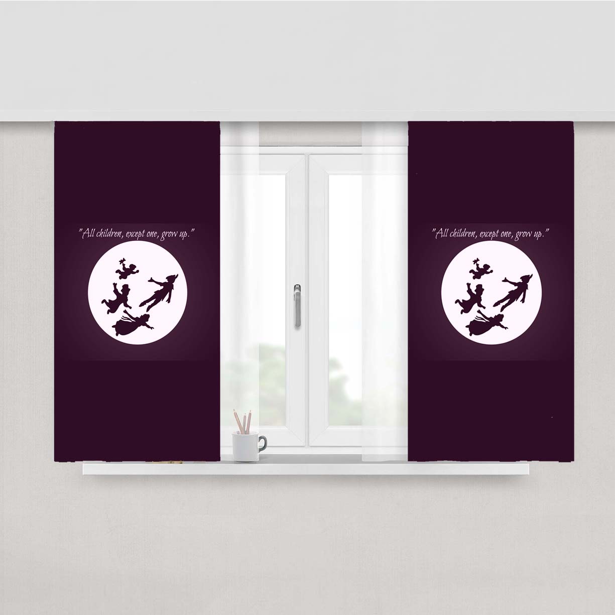 Peter Pan To Neverland Quotes Peach Skin Window Curtains