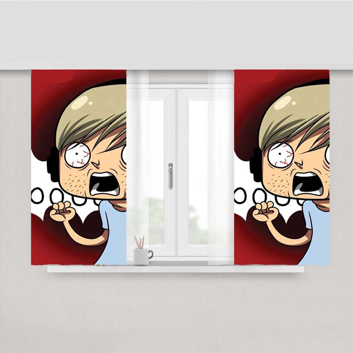 Pewdiepie Cartoon Peach Skin Window Curtains