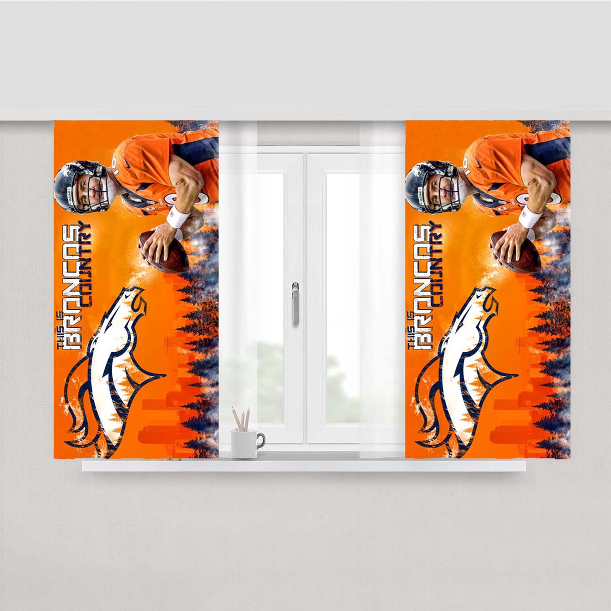 Peyton Manning Broncos Peach Skin Window Curtains