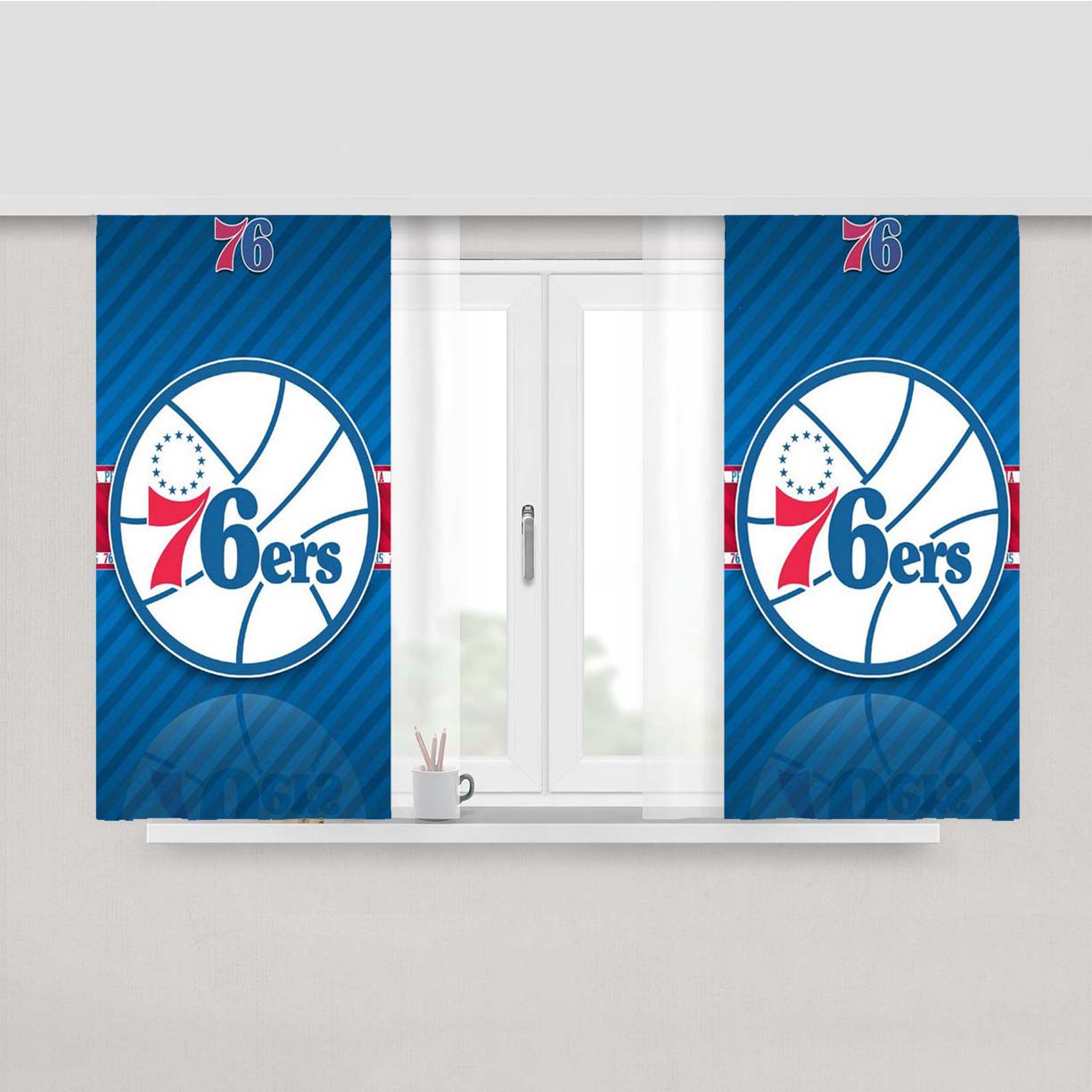 Philadelphia 76Ers Nba Peach Skin Window Curtains