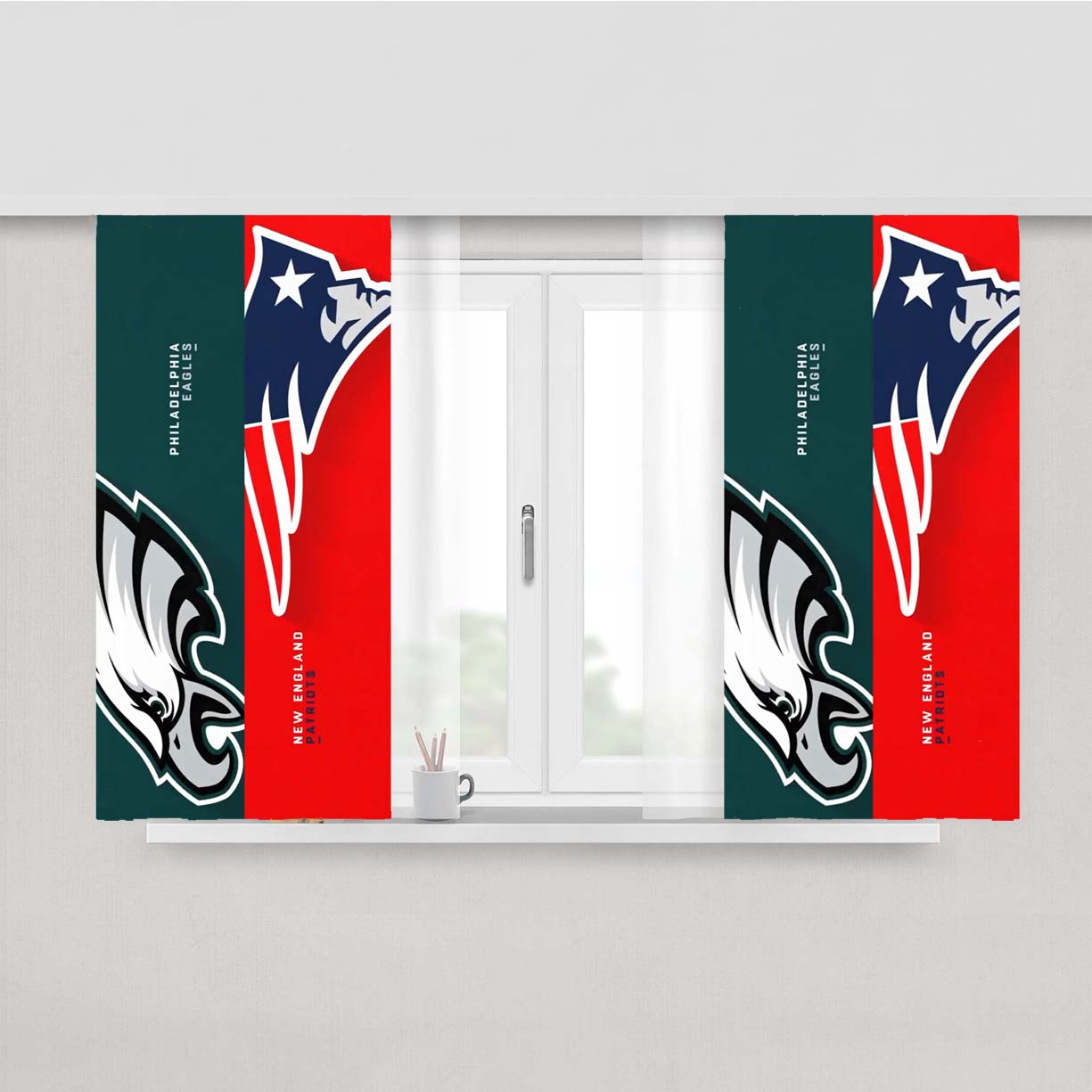 Philadelphia Eagles Vs New England Patriots Peach Skin Window Curtains