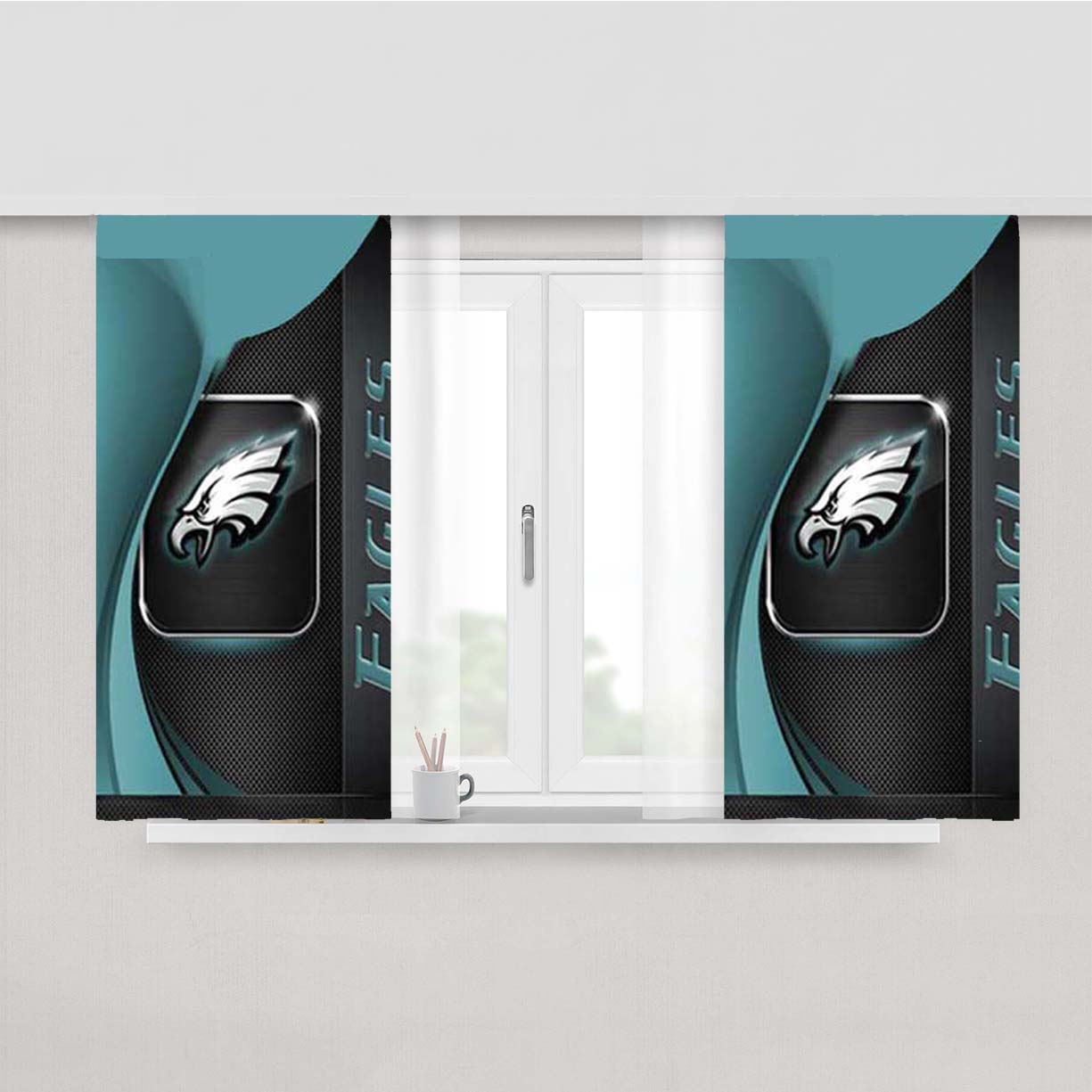 Philly Eagles Mesh Swirl Peach Skin Window Curtains