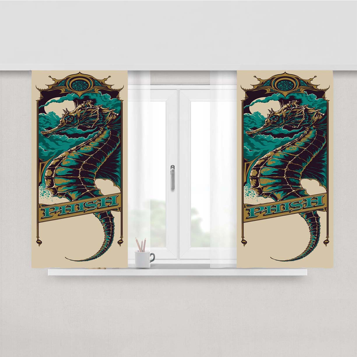 Phish Smoke Peach Skin Window Curtains