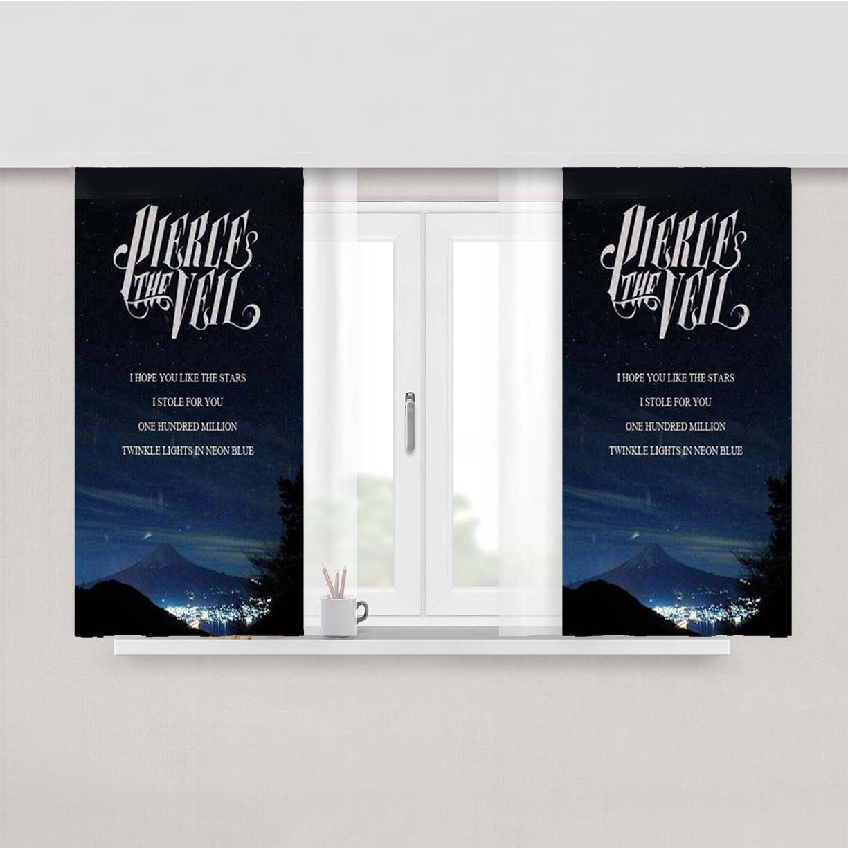 Pierce The Veil Vie Mountain Peach Skin Window Curtains