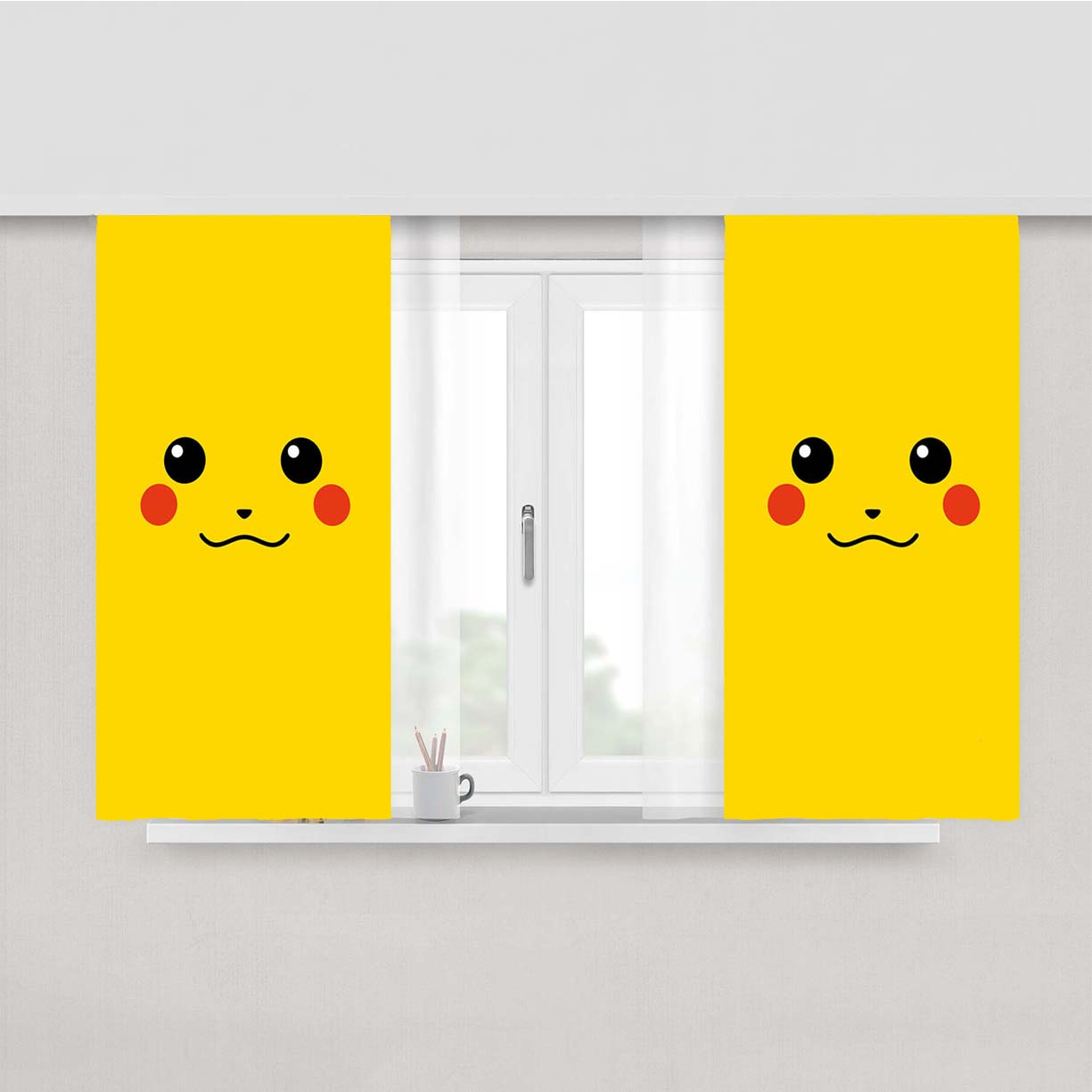 Pikachu Peach Skin Window Curtains