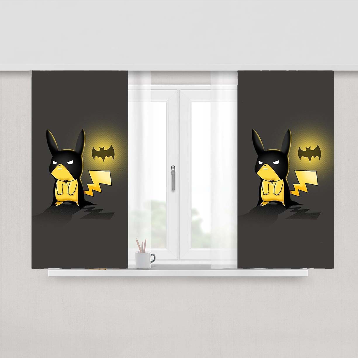 Pikachu Batm Peach Skin Window Curtains