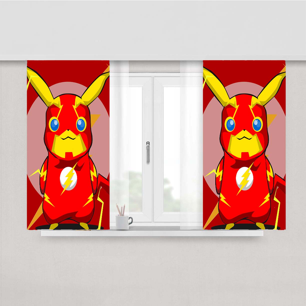 Pikachu Pokemonflash Peach Skin Window Curtains