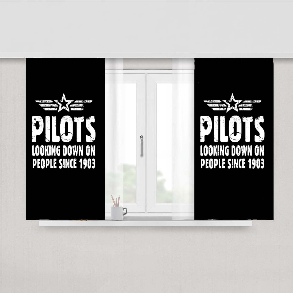 Pilot Funny Occupation Peach Skin Window Curtains
