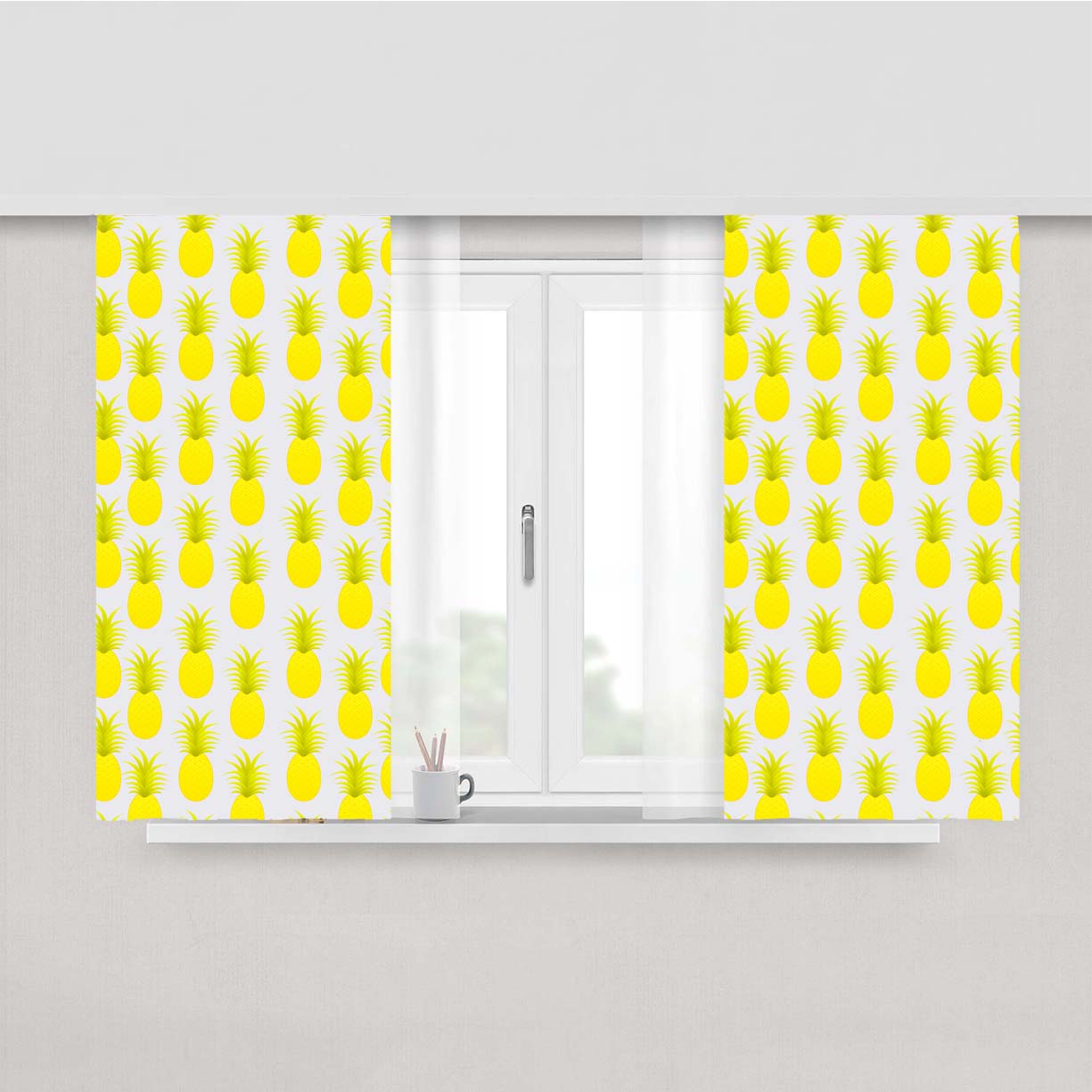 Pineapples Summer Peach Skin Window Curtains