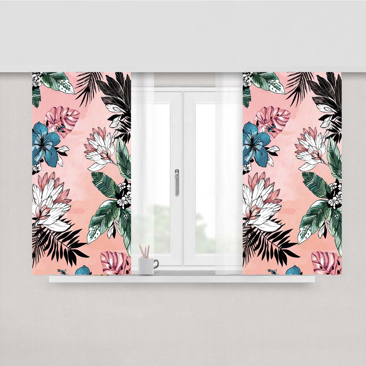 Pink Beach Flower Peach Skin Window Curtains
