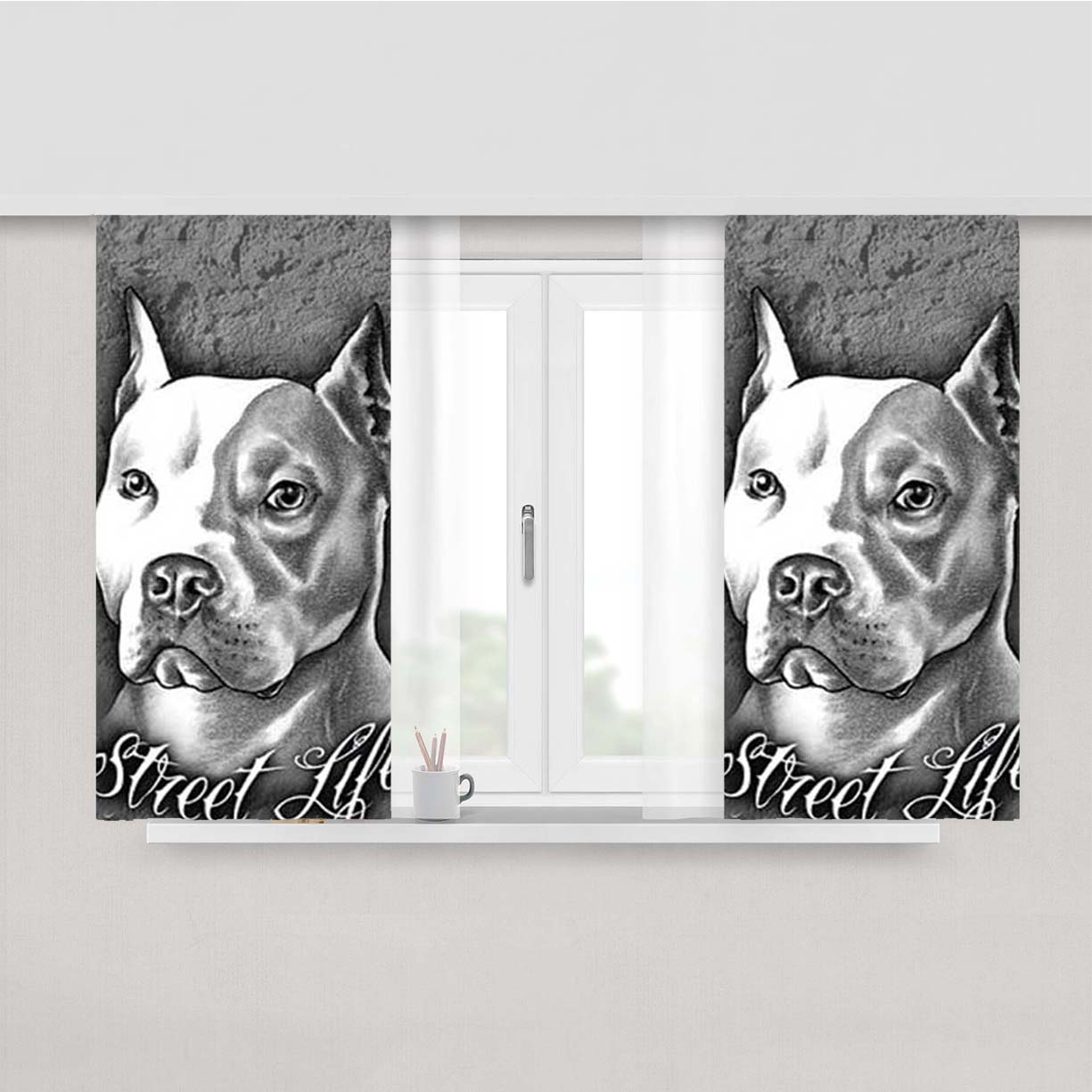 Pitbull Street Life Peach Skin Window Curtains