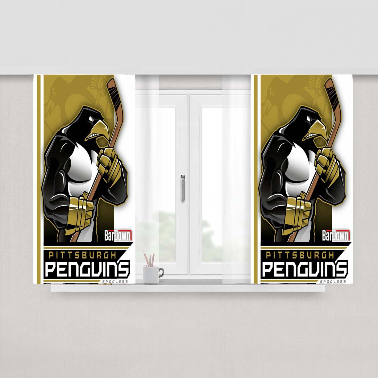 Pittsburg Penguins Nhl Hockey Peach Skin Window Curtains