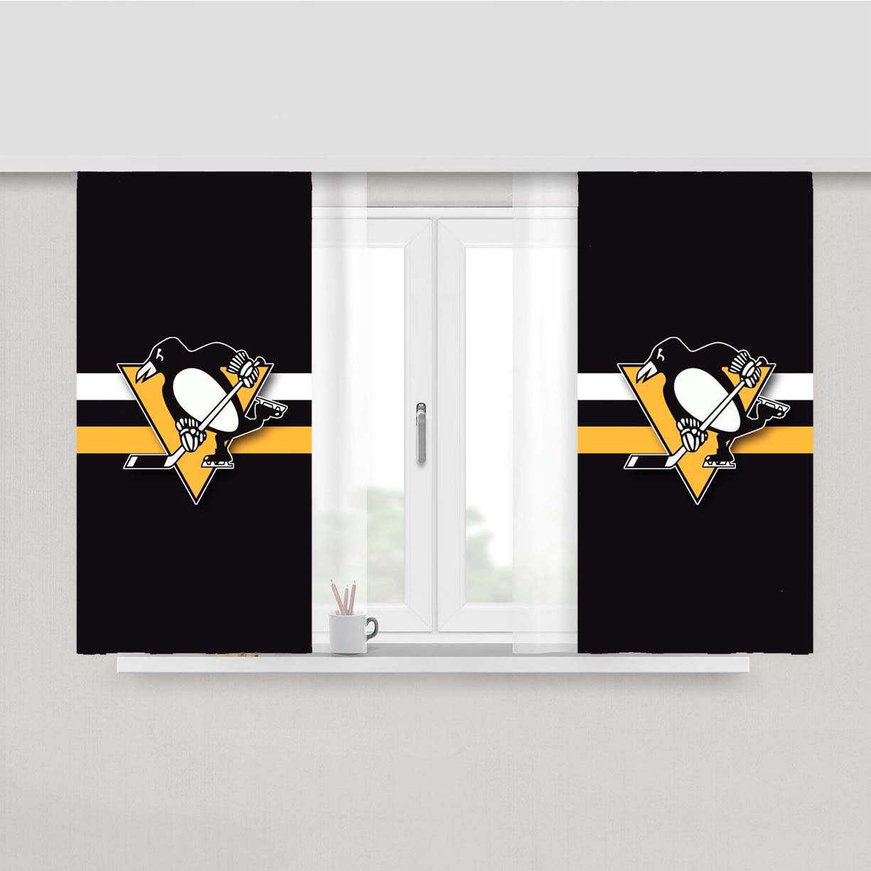 Pittsburgh Penguins Hockey Peach Skin Window Curtains