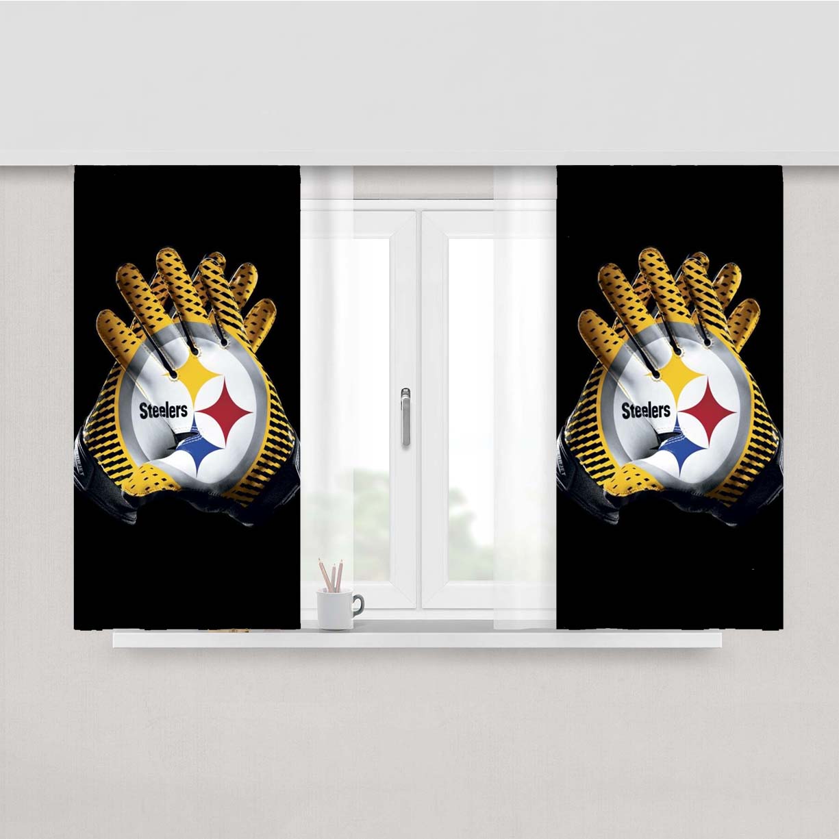 Pittsburgh Steelers 4 Peach Skin Window Curtains