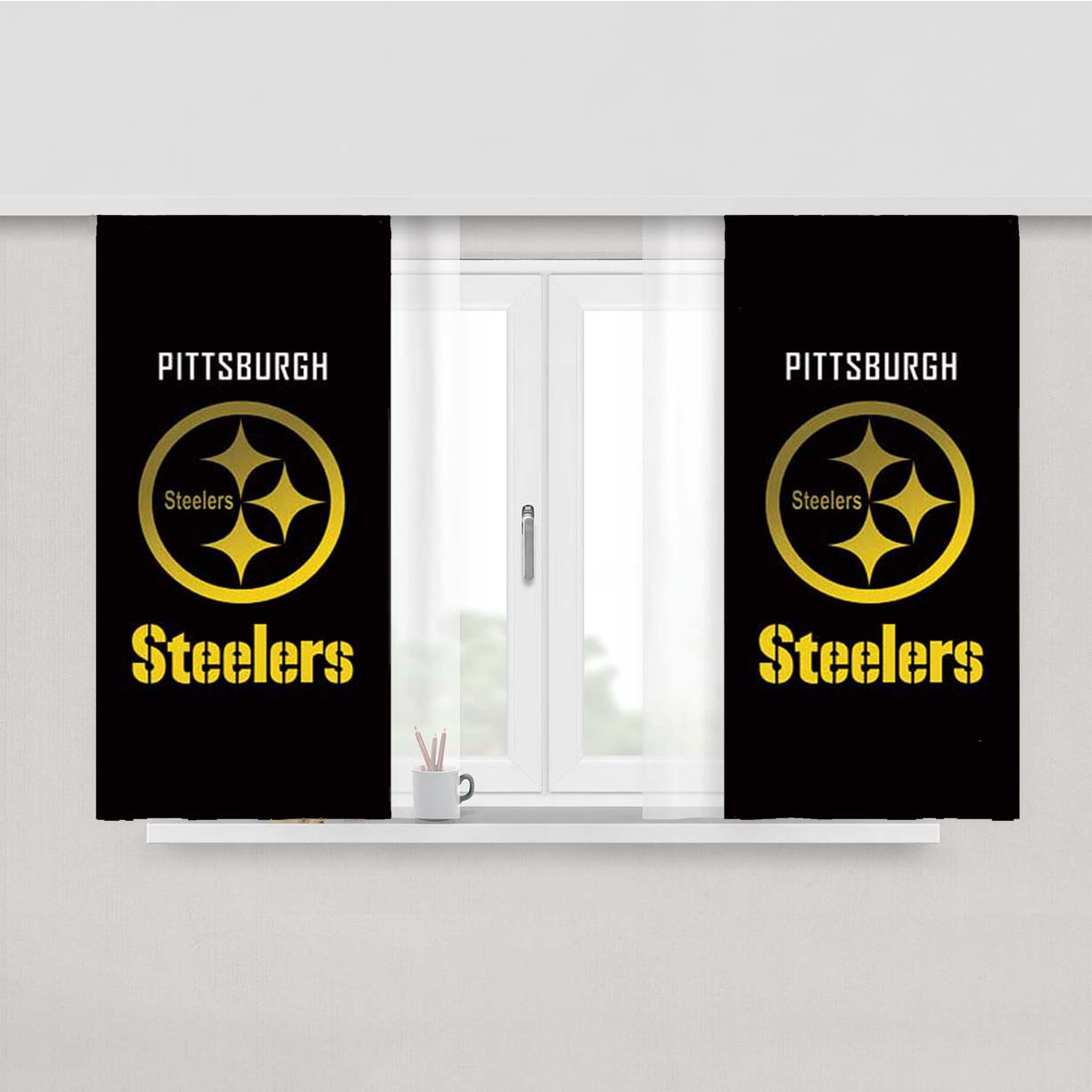 Pittsburgh Steelers Gold Fade Peach Skin Window Curtains