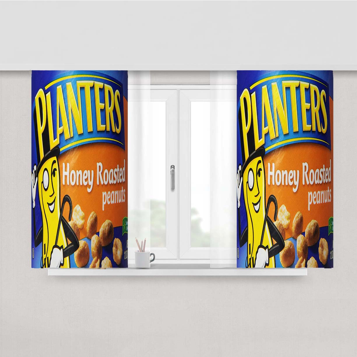 Planters Honey Roasted Mr Peanut Peach Skin Window Curtains