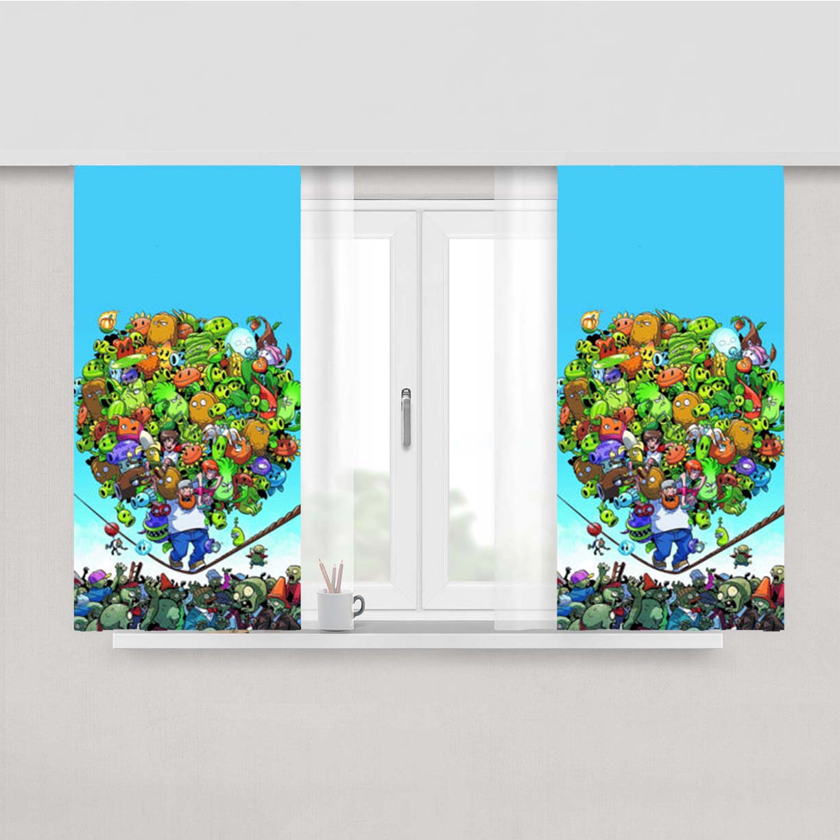 Plants Vs Zombies Peach Skin Window Curtains