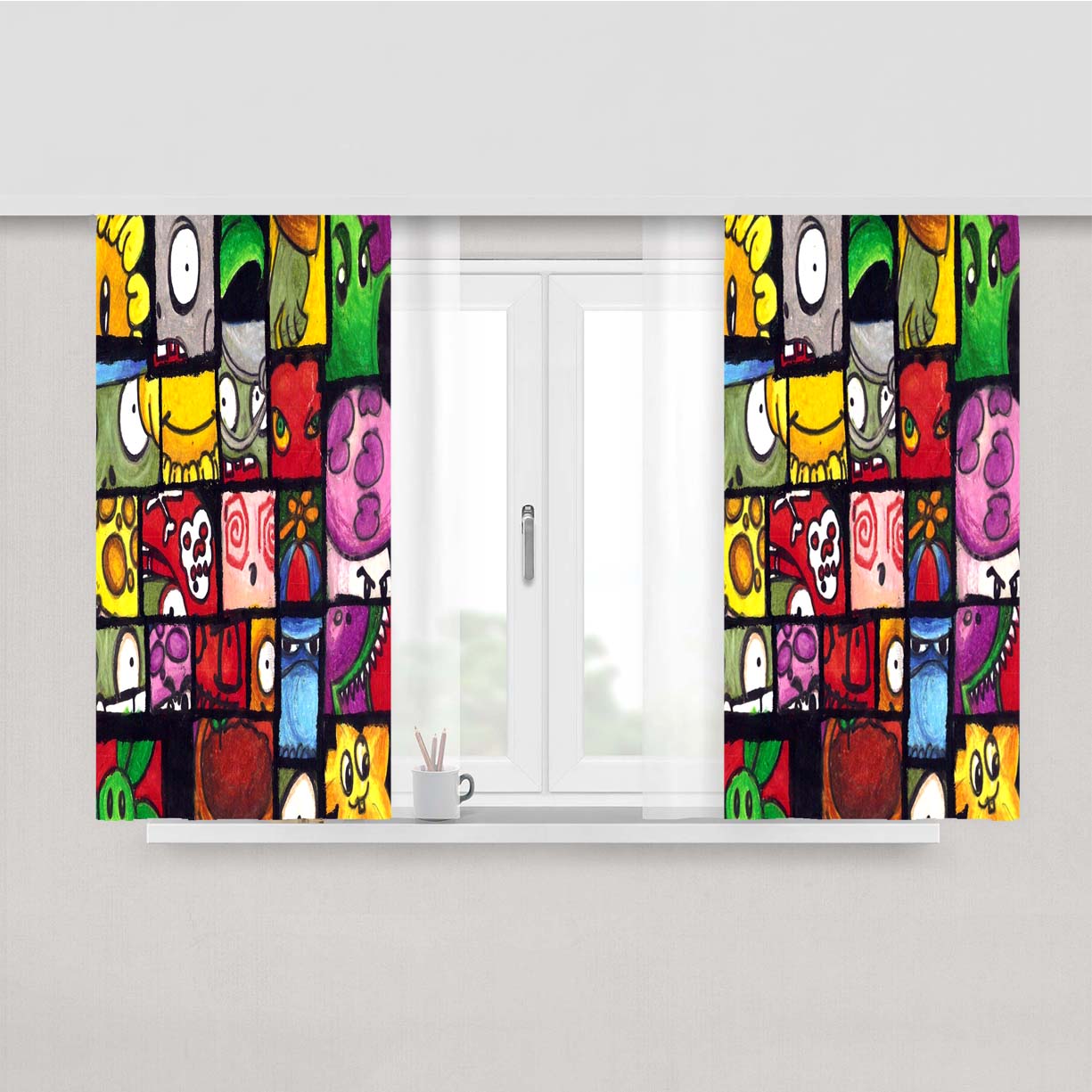 Plants Vs Zombies Cartoon Wallpaper Peach Skin Window Curtains