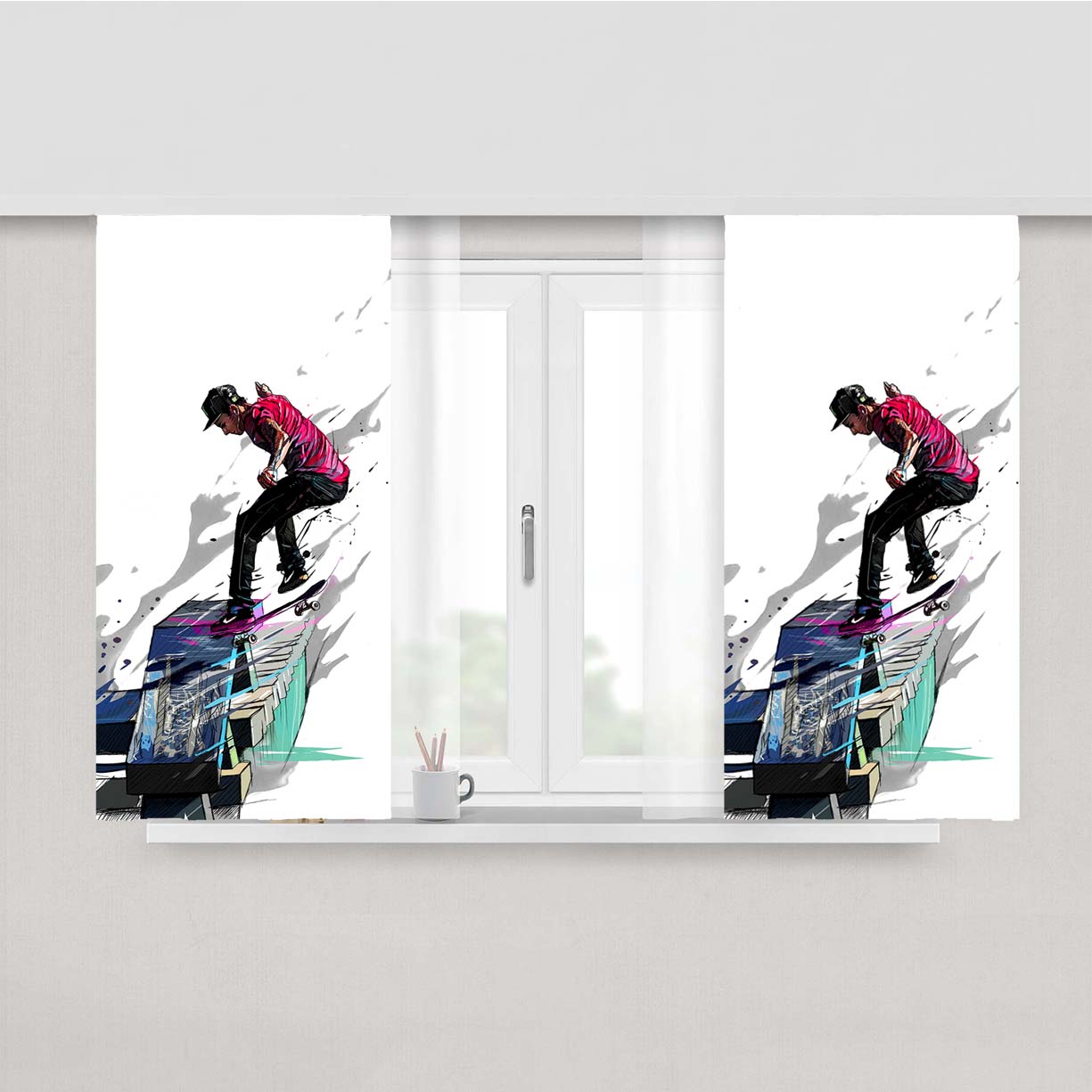 Play Skateboarding Nyjah Huston Peach Skin Window Curtains