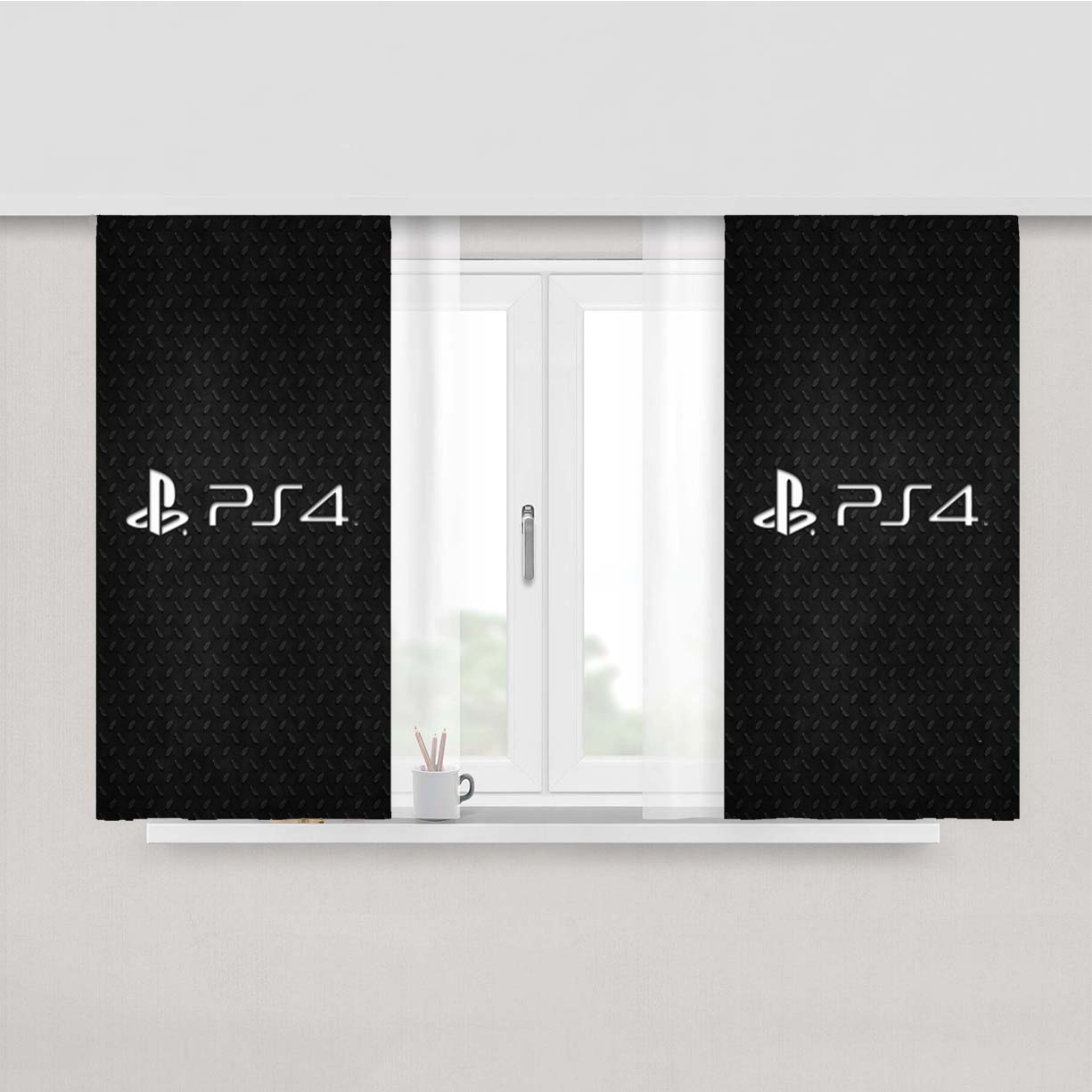 Playstation 4 Logo Peach Skin Window Curtains