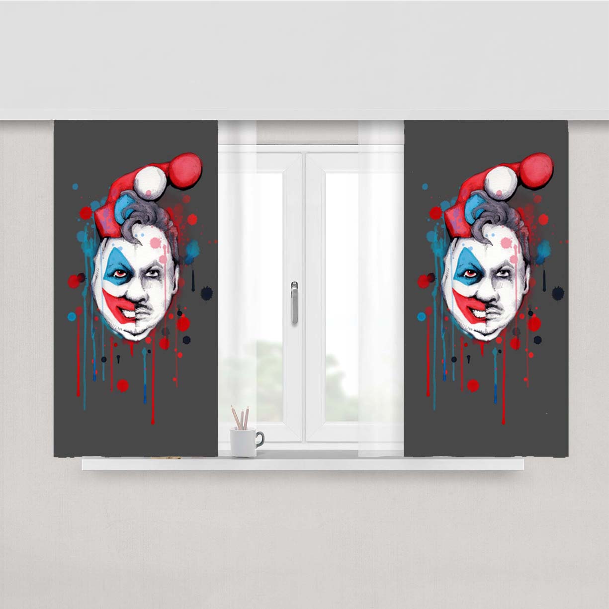 Pogo The Clown Peach Skin Window Curtains