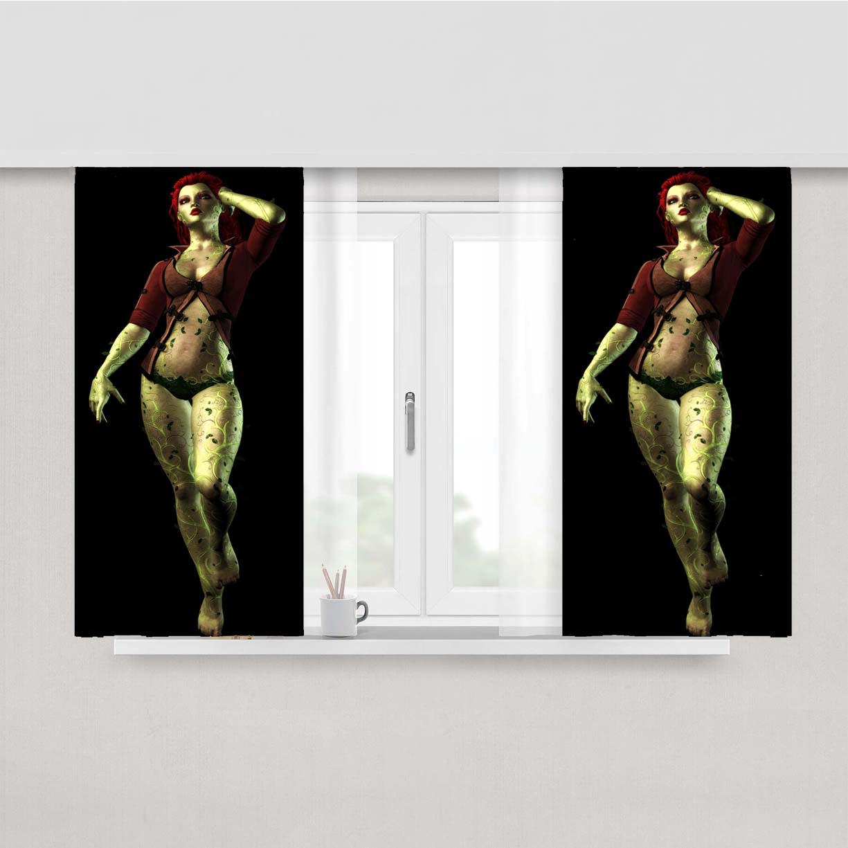 Poison Ivy Batman Villain Peach Skin Window Curtains