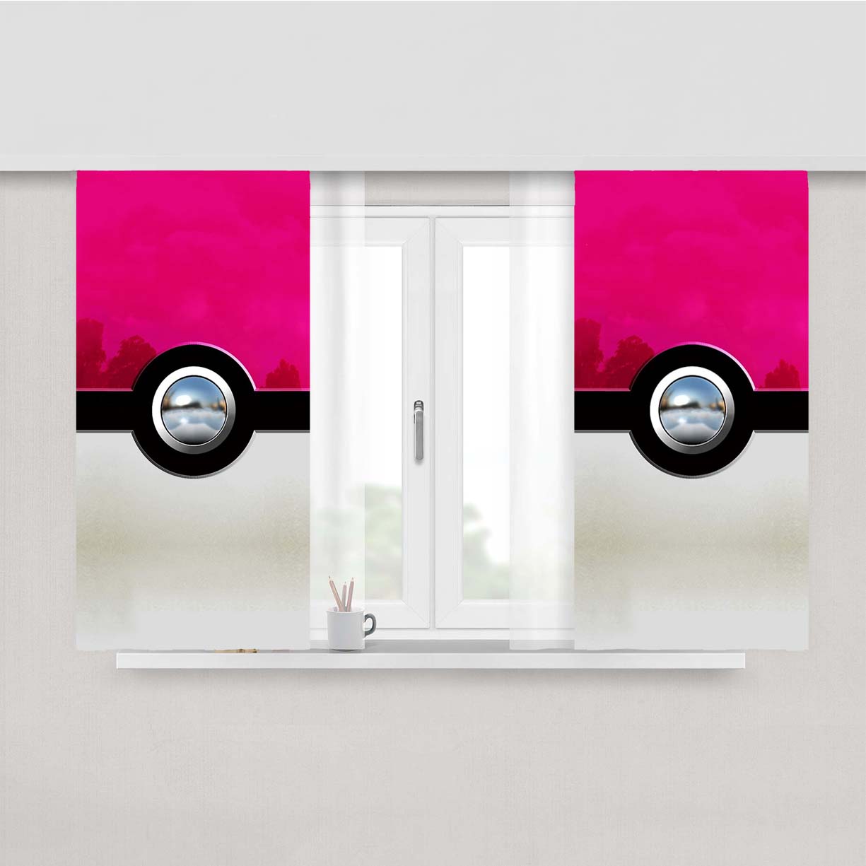 Pokeball Peach Skin Window Curtains