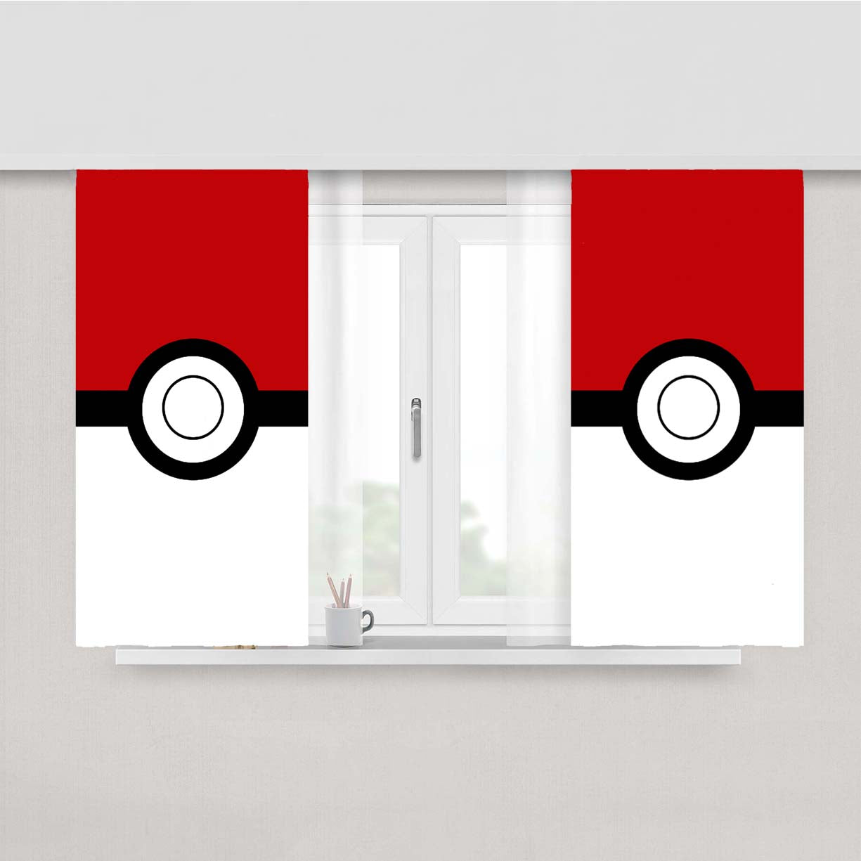 Pokeball Pokemon Peach Skin Window Curtains