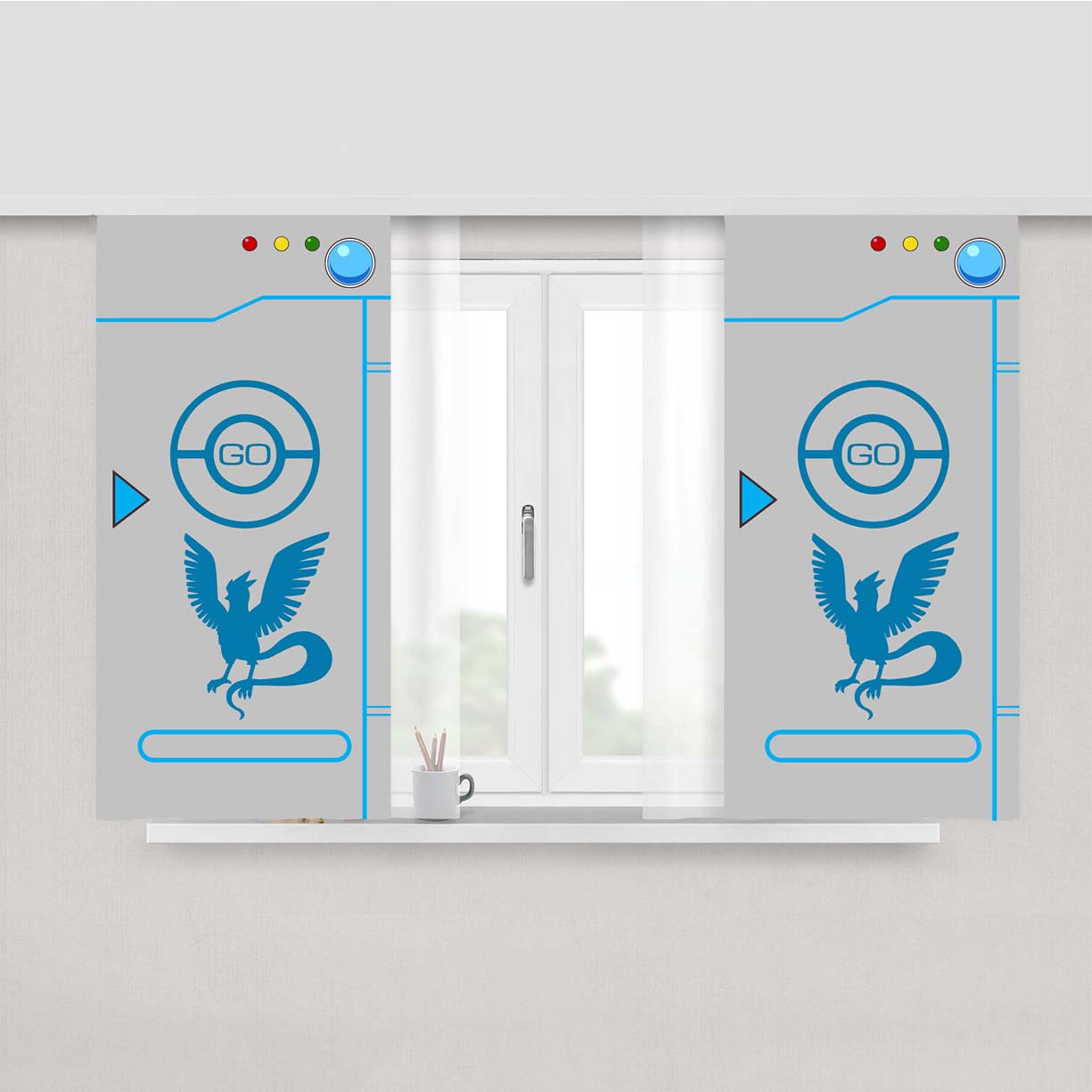 Pokedex Grey Team Mystic Peach Skin Window Curtains