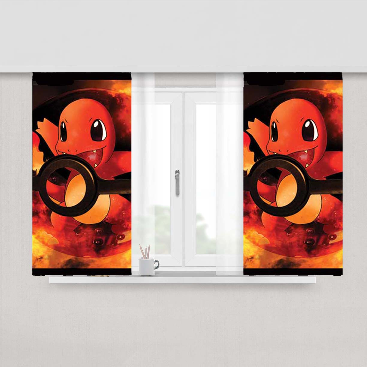 Pokemon Charmander Ball Peach Skin Window Curtains