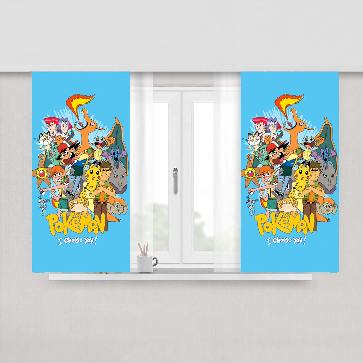 Pokemon Choos Peach Skin Window Curtains