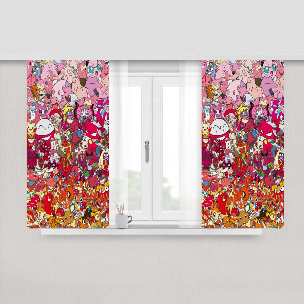 Pokemon Color Spectrum Pink To Orange Peach Skin Window Curtains