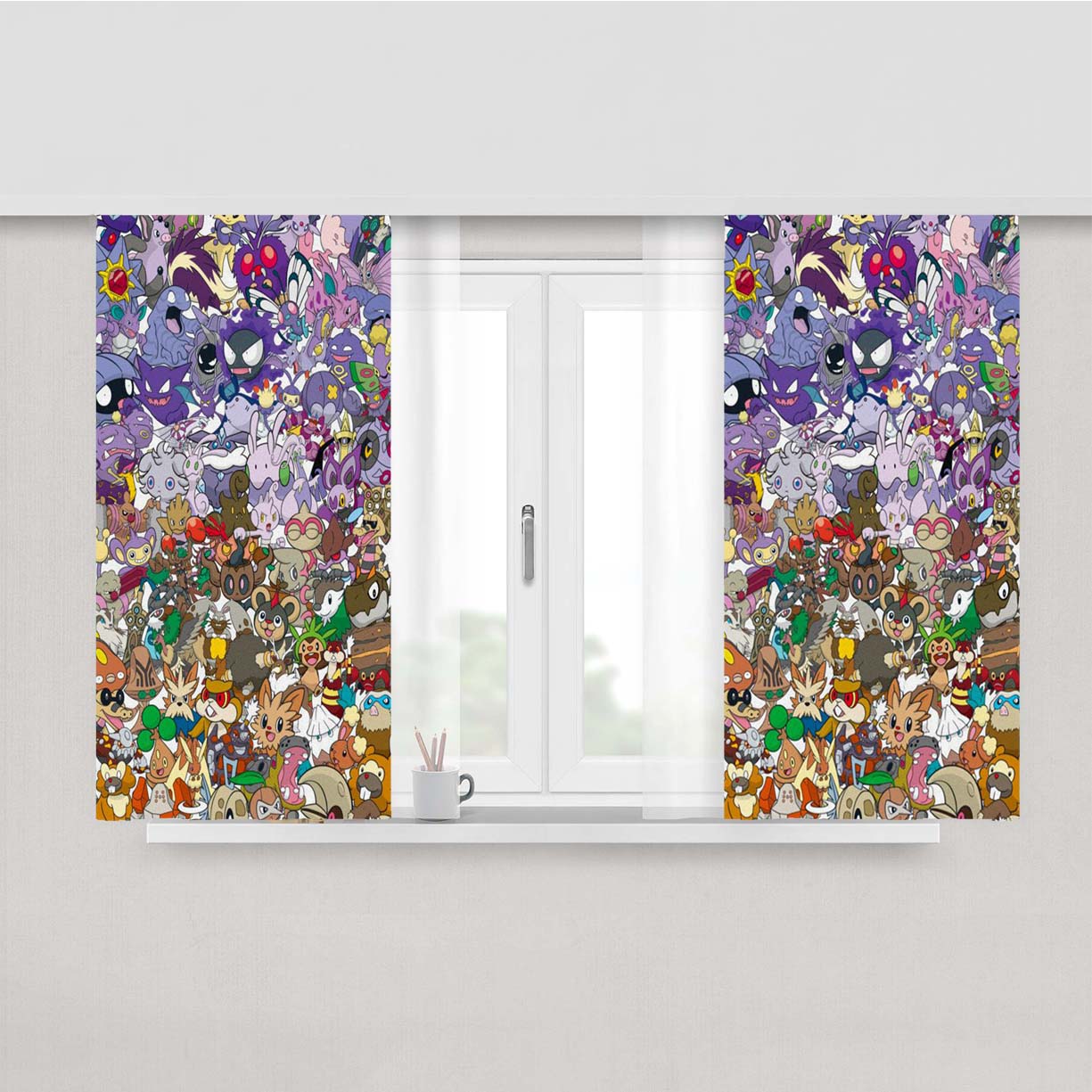 Pokemon Color Spectrum Purple To Brown Peach Skin Window Curtains