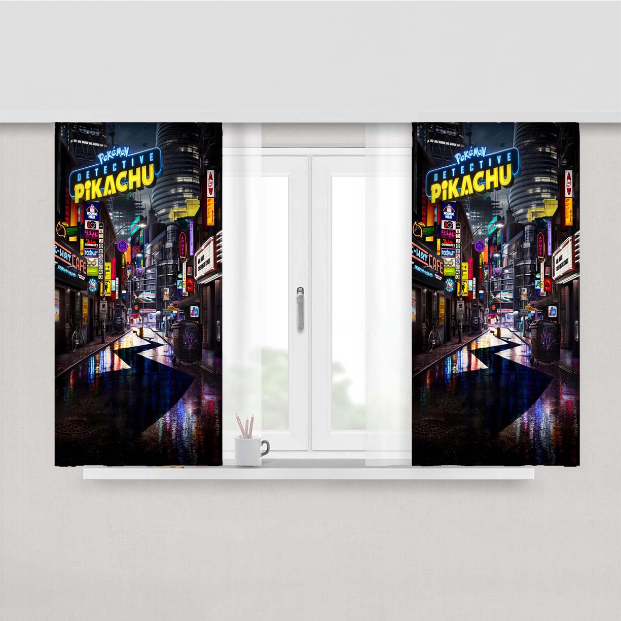 Pokemon Detective Pikachu Po Peach Skin Window Curtains