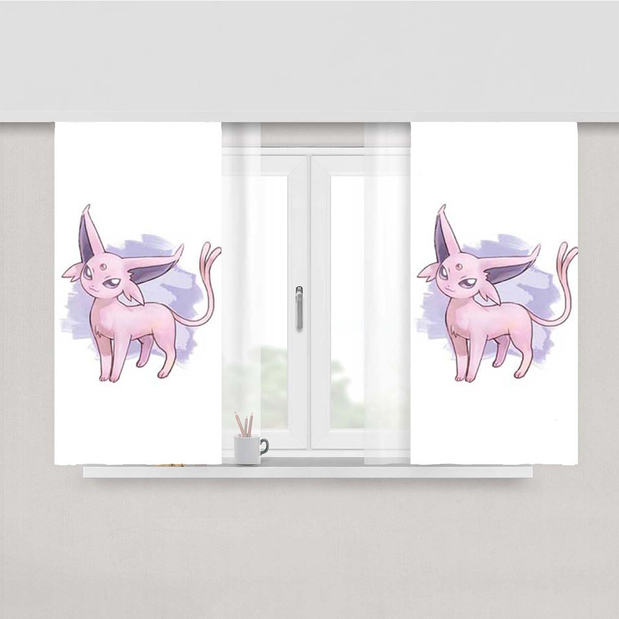 Pokemon Espeon Peach Skin Window Curtains