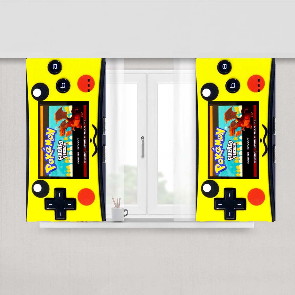 Pokemon Gameboy Advance Peach Skin Window Curtains